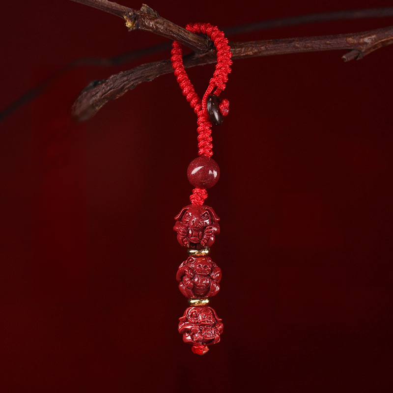 【Completely Dispel Bad Luck】Triad and Hexad Cinnabar Keychain