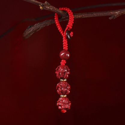【Completely Dispel Bad Luck】Triad and Hexad Cinnabar Keychain