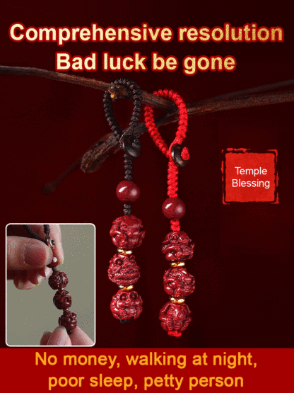 【Completely Dispel Bad Luck】Triad and Hexad Cinnabar Keychain