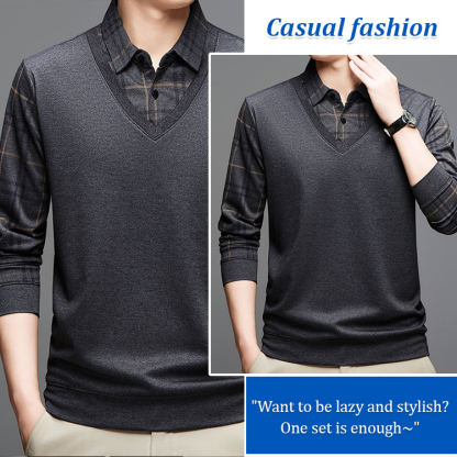 Fashionable men's faux two-piece shirt