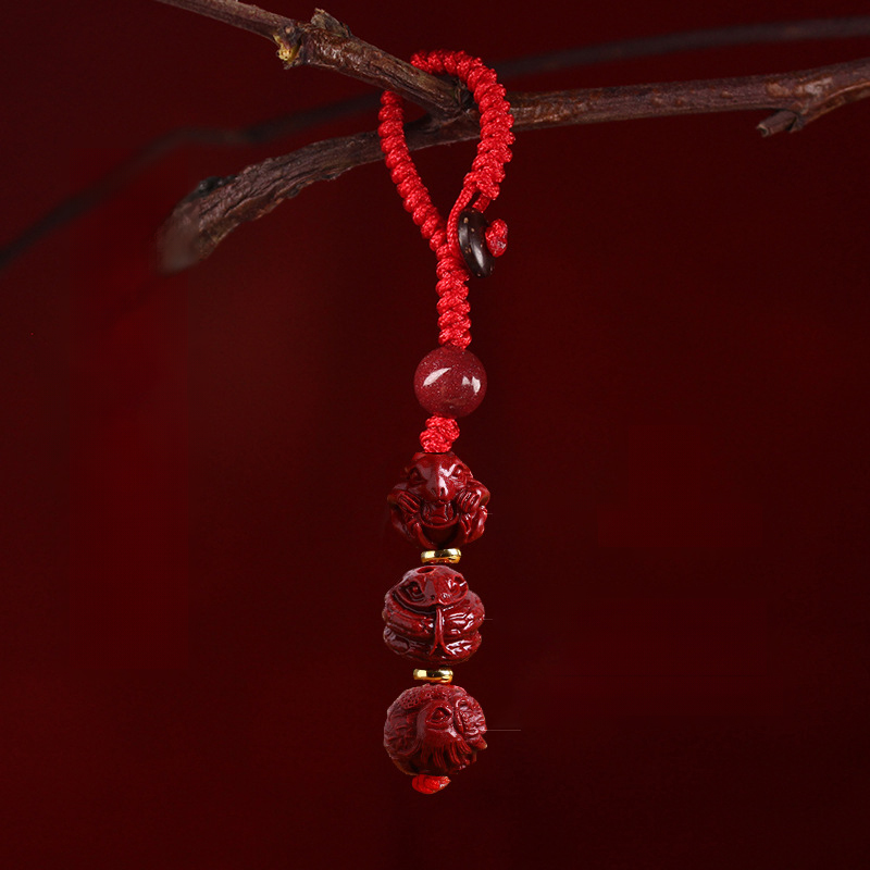 【Completely Dispel Bad Luck】Triad and Hexad Cinnabar Keychain