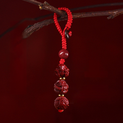 【Completely Dispel Bad Luck】Triad and Hexad Cinnabar Keychain