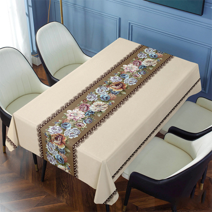 Embroidered, non-washable, waterproof and oil-proof tablecloth