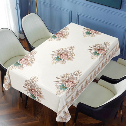 Embroidered, non-washable, waterproof and oil-proof tablecloth