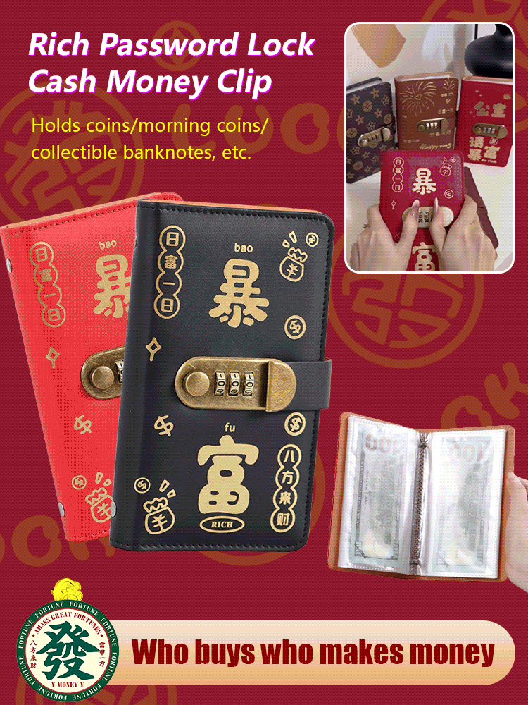Cash wallet with combination lock