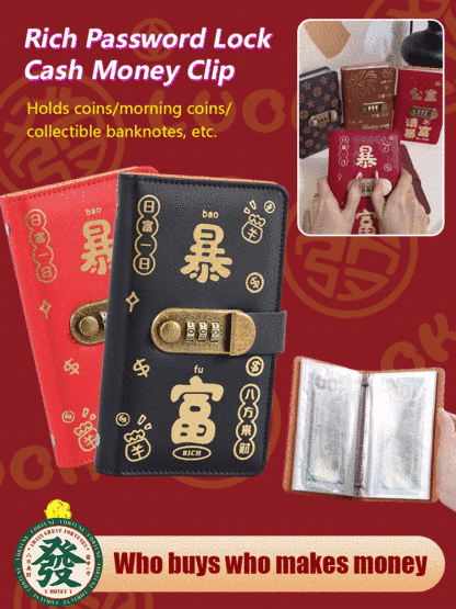 Cash wallet with combination lock