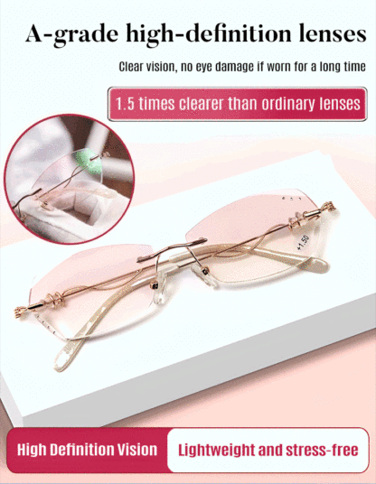 【 Beauty artifact 】 Elegant trimmed rimless reading glasses