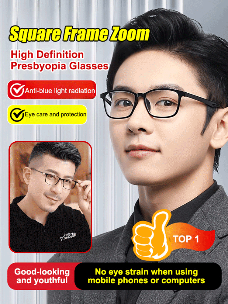 Screw-free HD reading glasses with box zoom
