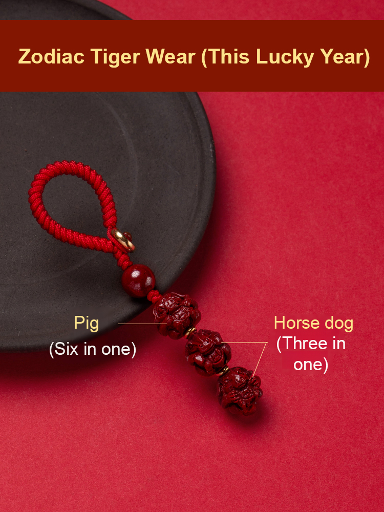 【Completely Dispel Bad Luck】Triad and Hexad Cinnabar Keychain