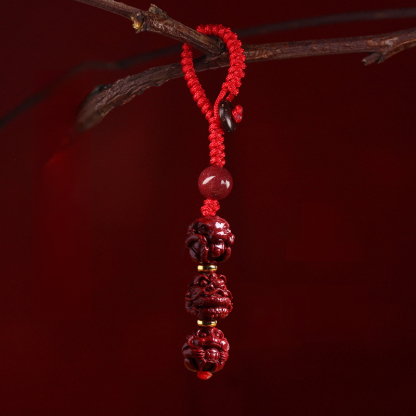 【Completely Dispel Bad Luck】Triad and Hexad Cinnabar Keychain