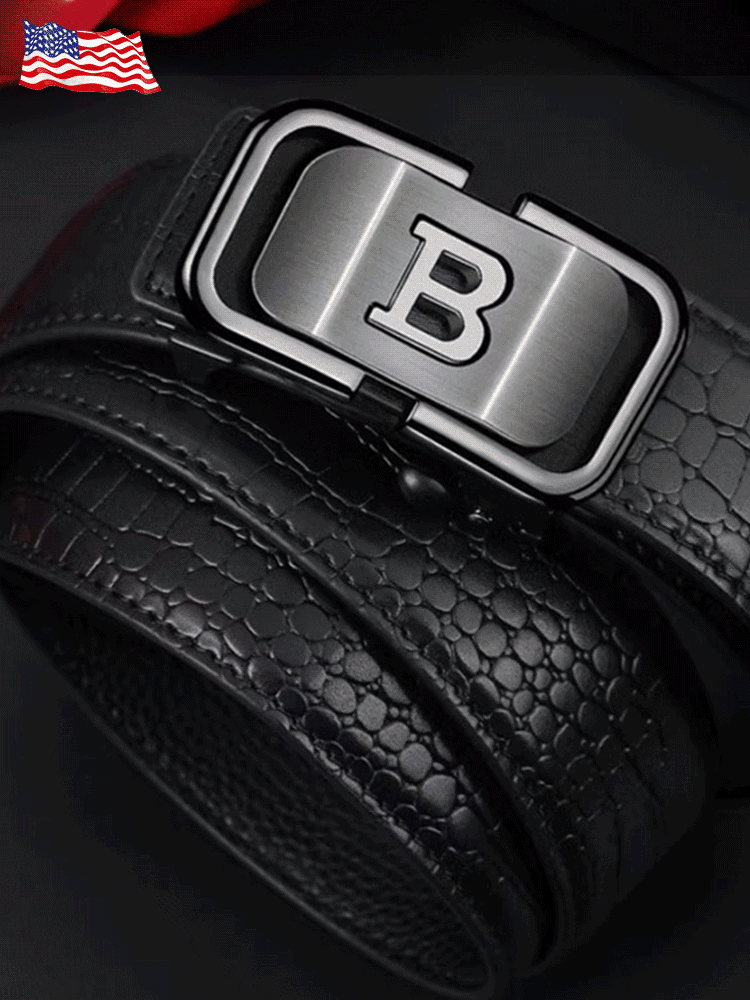 Men's crocodile pattern automatic buckle leather belt