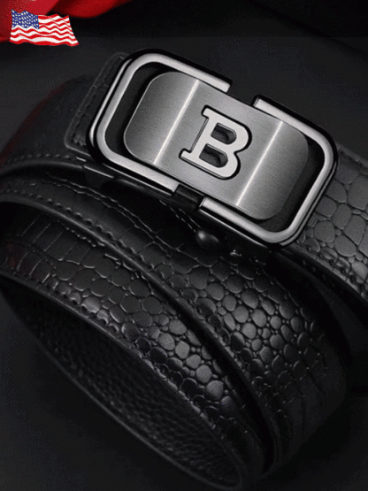 Men's crocodile pattern automatic buckle leather belt