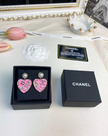 CHANE1 ピンクハートパールイヤリング【50％割引+送料無料】