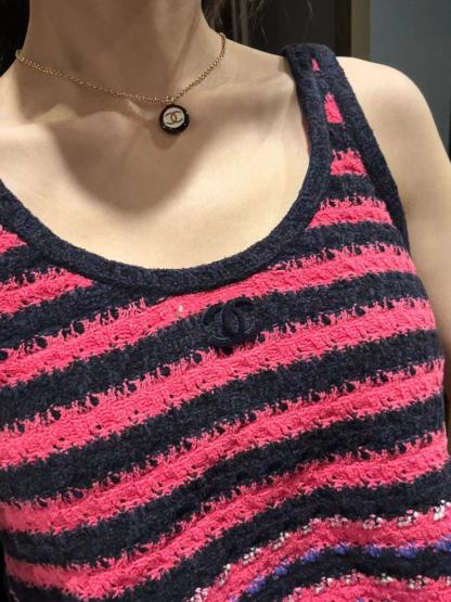 CHANE1 白黒ボタンラウンドエナメルネックレス【50％割引+送料無料】