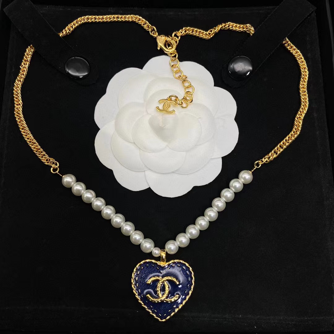CHANE1 パールブルーハートネックレス【50％割引+送料無料】