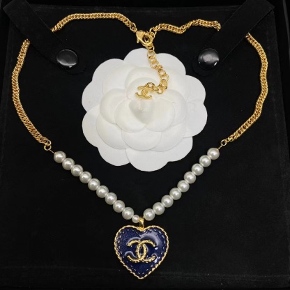 CHANE1 パールブルーハートネックレス【50％割引+送料無料】