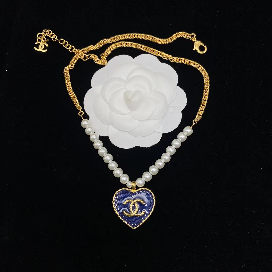 CHANE1 パールブルーハートネックレス【50％割引+送料無料】