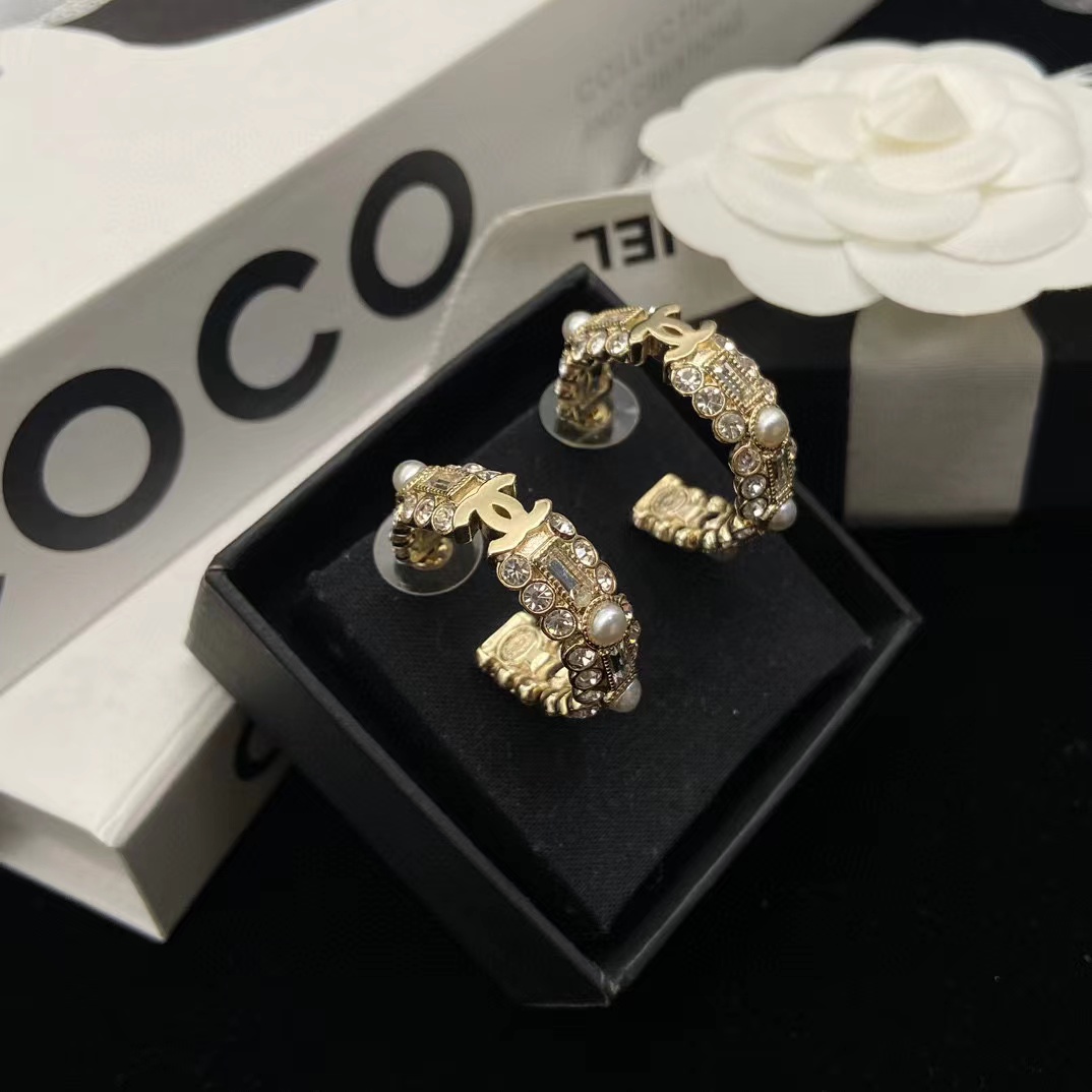 CHANE1 スクエア ダイヤモンド パール イヤリング【50％割引+送料無料】