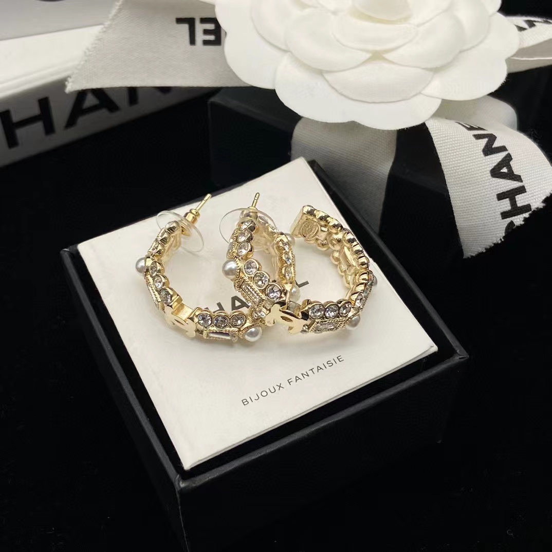 CHANE1 スクエア ダイヤモンド パール イヤリング【50％割引+送料無料】