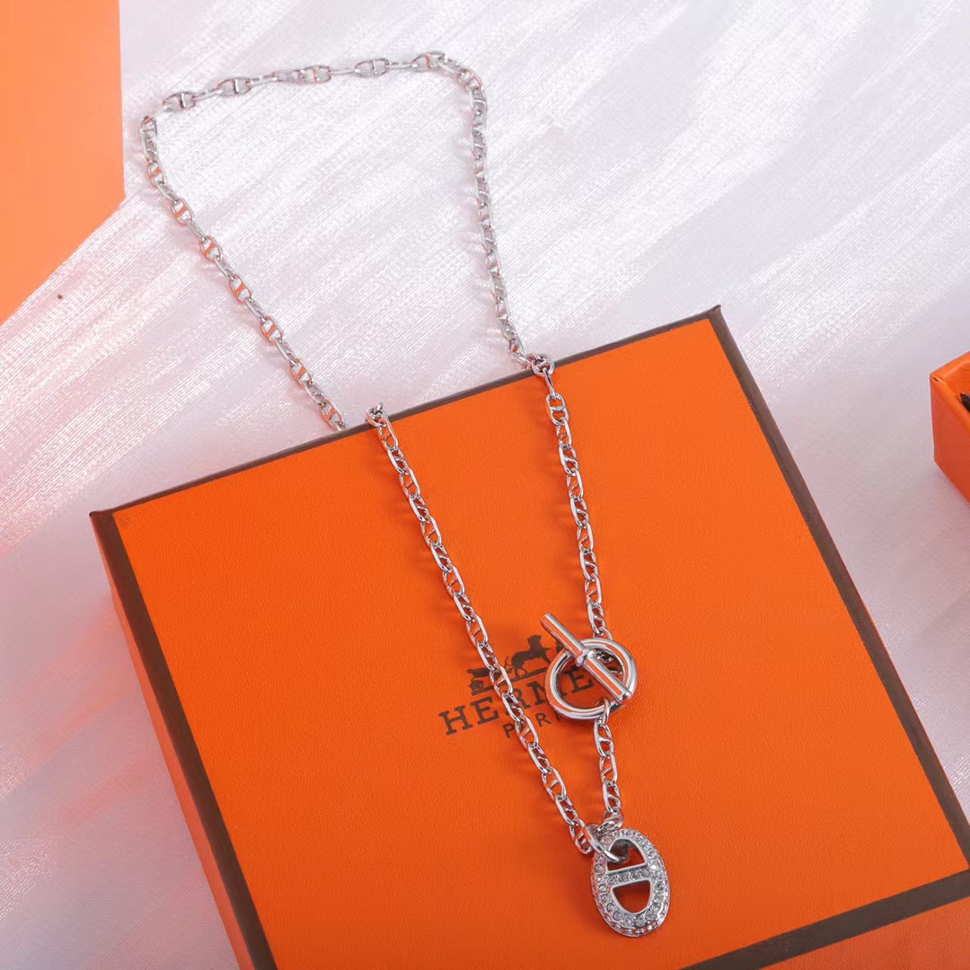 HERME5 豚鼻ピアス+ブレスレット+ネックレス 3点セット【50％割引+送料無料】