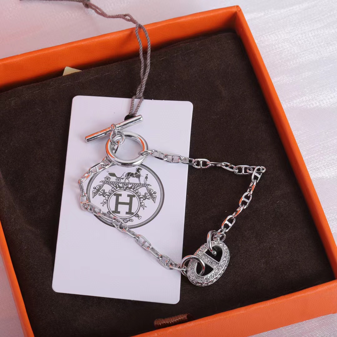 HERME5 豚鼻ピアス+ブレスレット+ネックレス 3点セット【50％割引+送料無料】