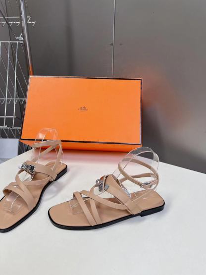 HERME5 高品質Hバックルシープスキンサンダル【50％割引+送料無料】