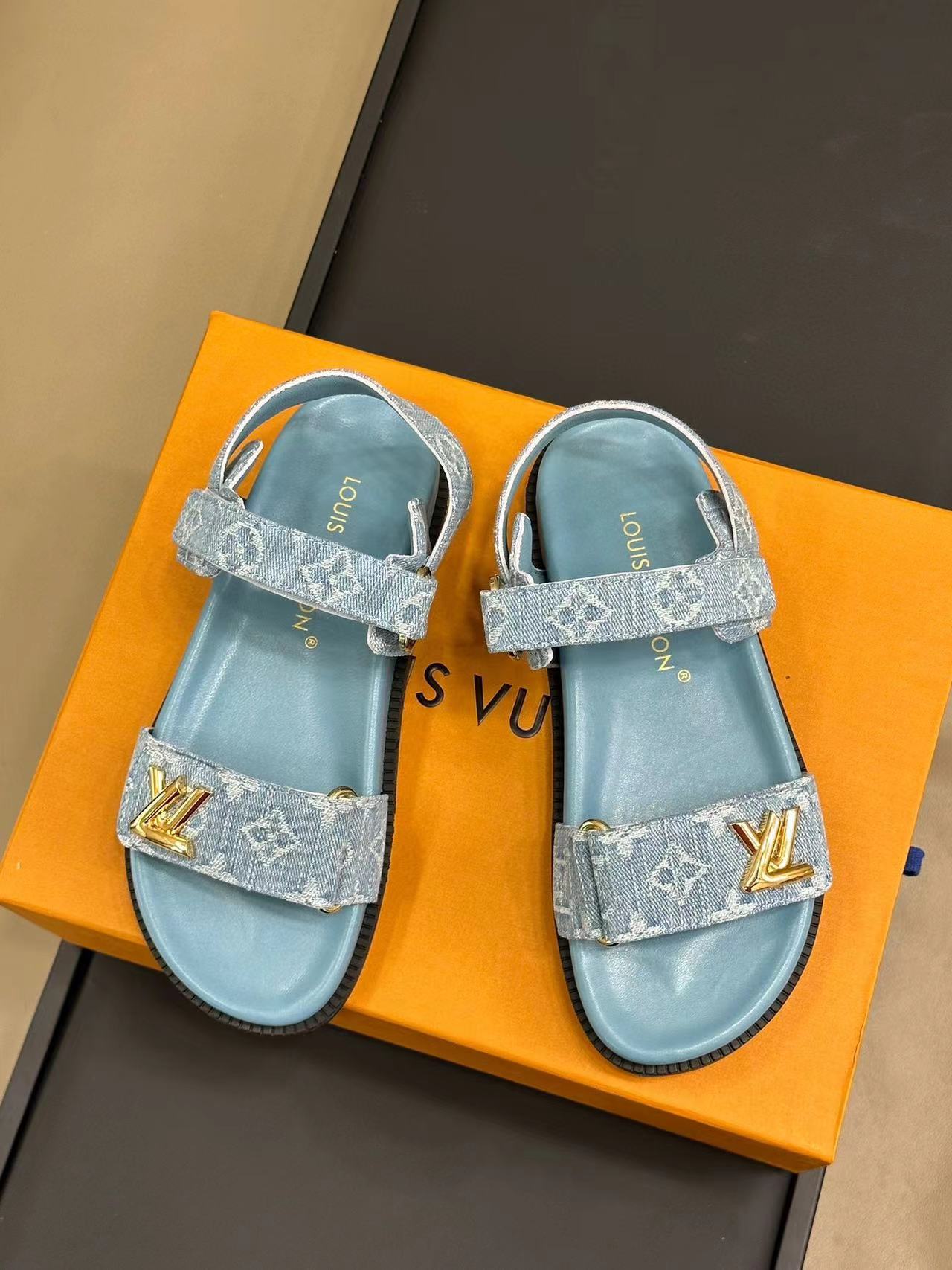 LV 高品質ジャガードデニムスリッパ/サンダル【50％割引+送料無料】