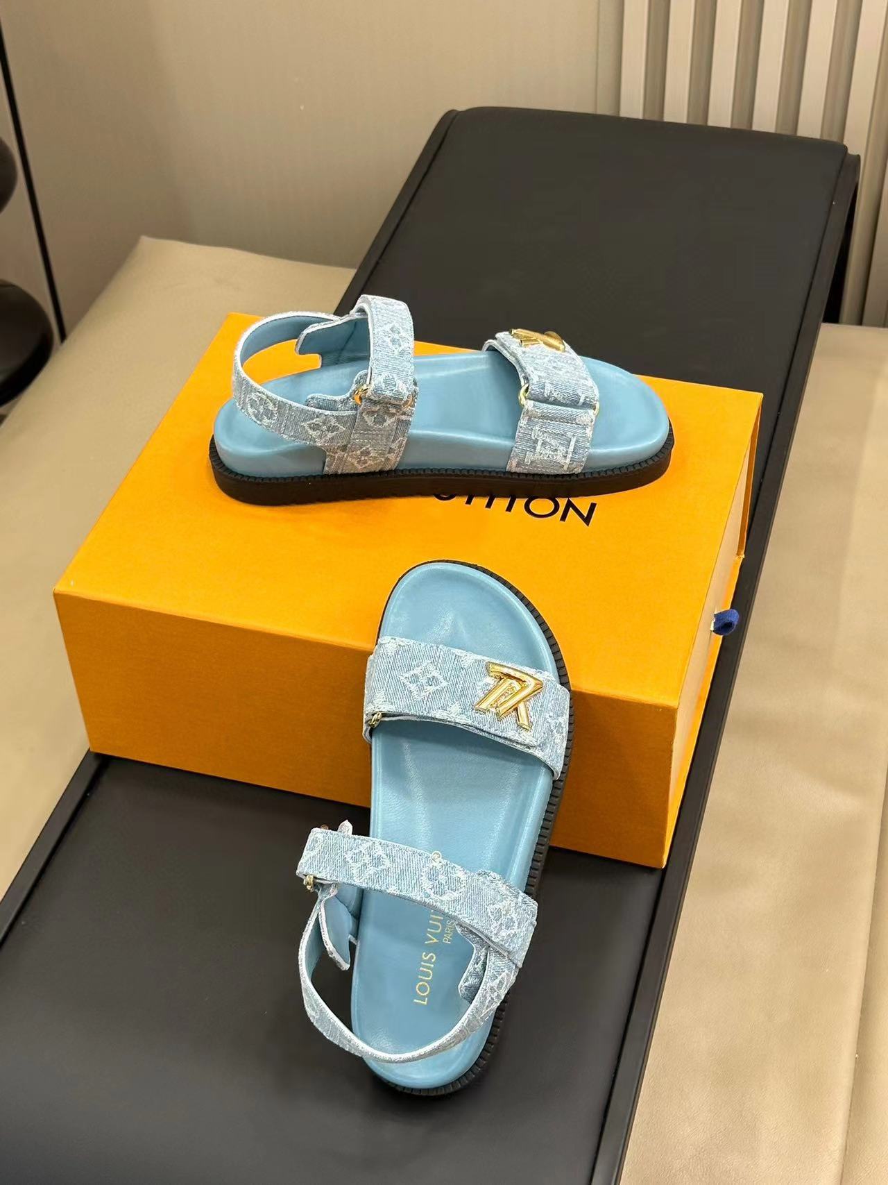 LV 高品質ジャガードデニムスリッパ/サンダル【50％割引+送料無料】
