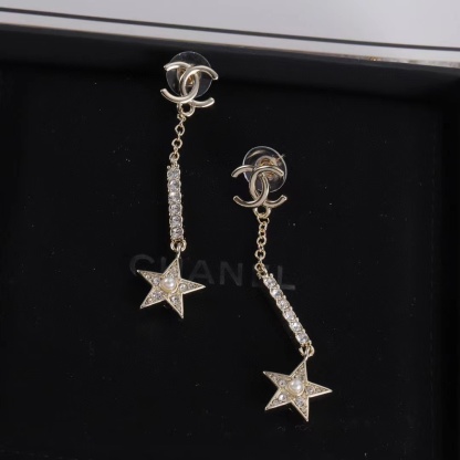 CHANE1 五芒星 ダブルC イヤリング【50％割引+送料無料】