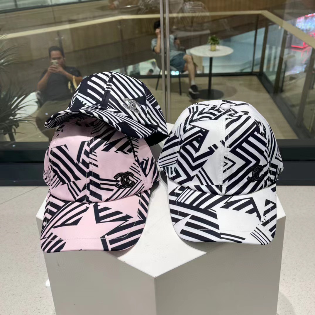 CHANE1 プリント ダブル C ロゴ ベースボール キャップ【50％割引+送料無料】