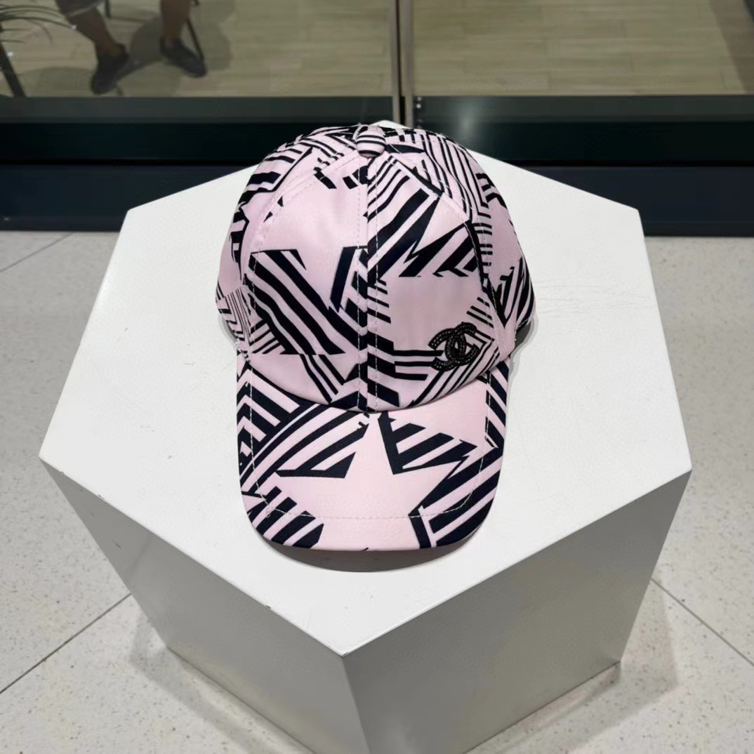 CHANE1 プリント ダブル C ロゴ ベースボール キャップ【50％割引+送料無料】