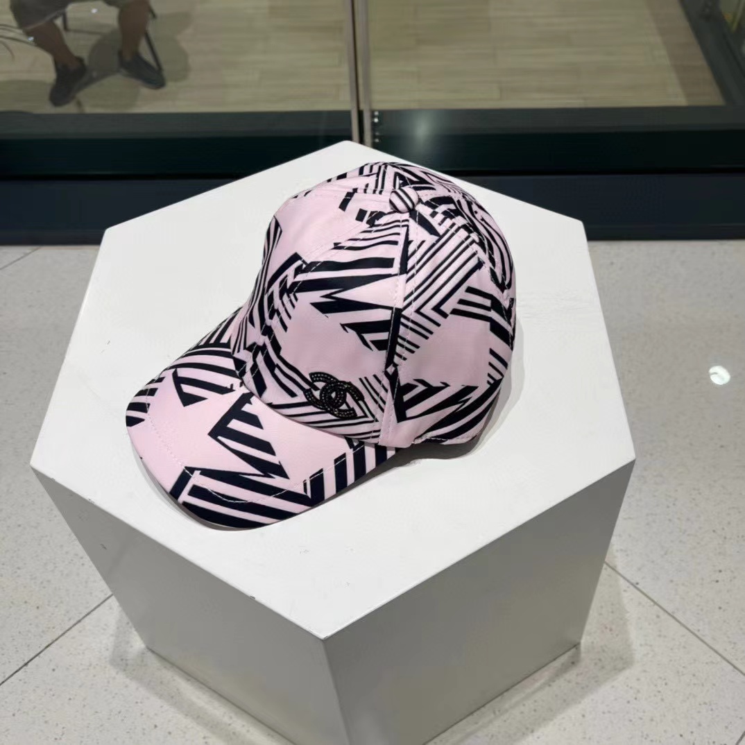 CHANE1 プリント ダブル C ロゴ ベースボール キャップ【50％割引+送料無料】