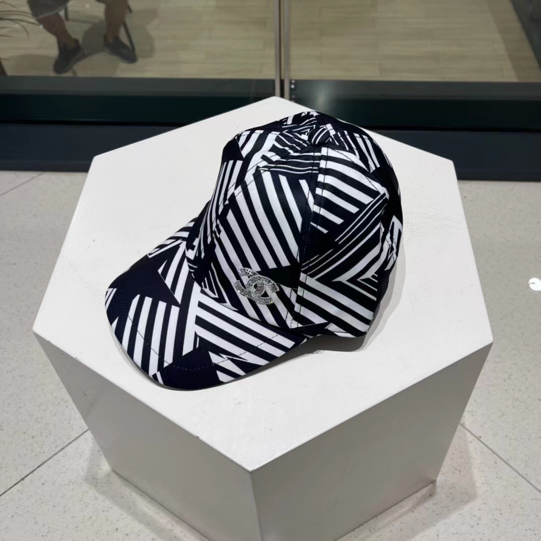 CHANE1 プリント ダブル C ロゴ ベースボール キャップ【50％割引+送料無料】