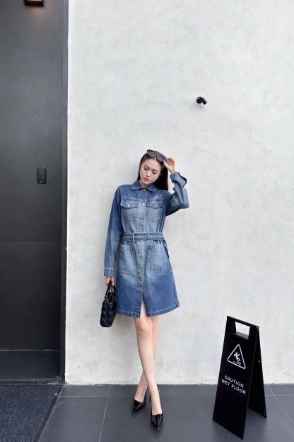 DI0R 4ポケットデニム長袖ワンピース【50％割引+送料無料】