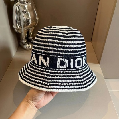 DI0R ストライプニットバケットハット【50％割引+送料無料】