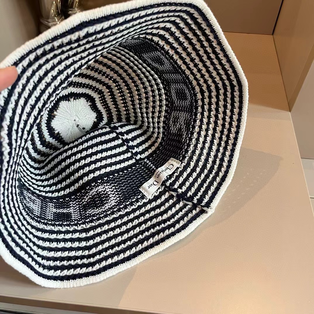 DI0R ストライプニットバケットハット【50％割引+送料無料】