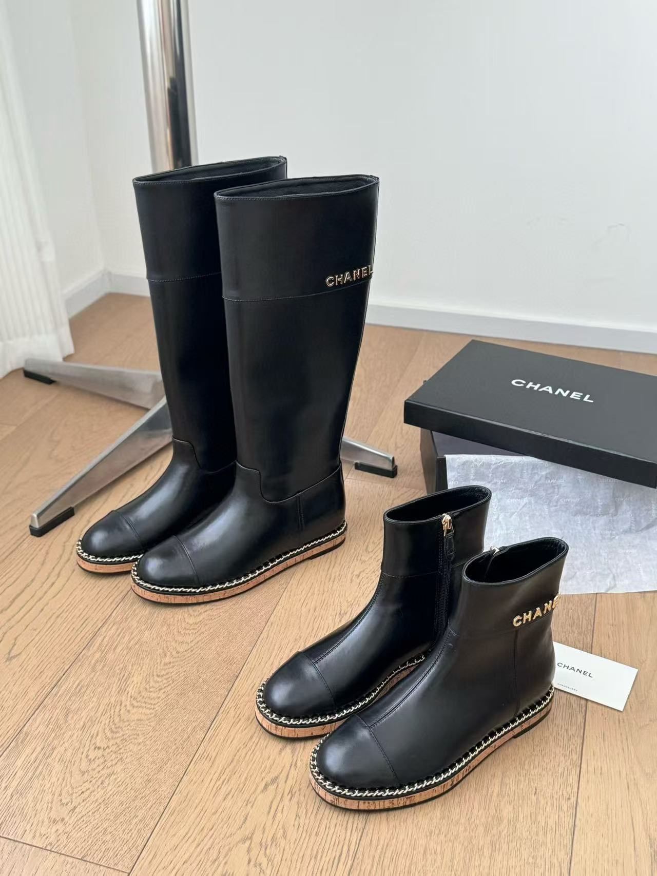 CHANE1 高級牛革チェーンレターシンプルショートブーツ/ブーツ【50％割引+送料無料】