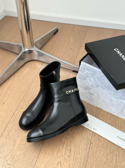 CHANE1 高級牛革チェーンレターシンプルショートブーツ/ブーツ【50％割引+送料無料】