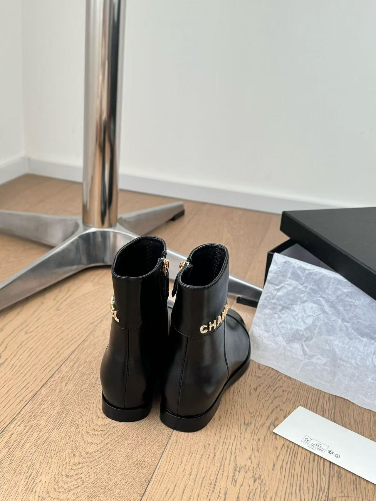 CHANE1 高級牛革チェーンレターシンプルショートブーツ/ブーツ【50％割引+送料無料】