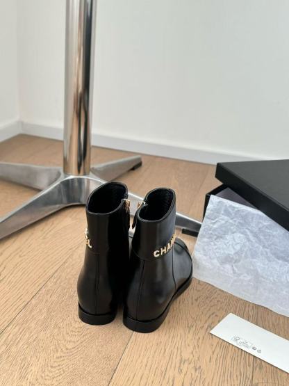 CHANE1 高級牛革チェーンレターシンプルショートブーツ/ブーツ【50％割引+送料無料】