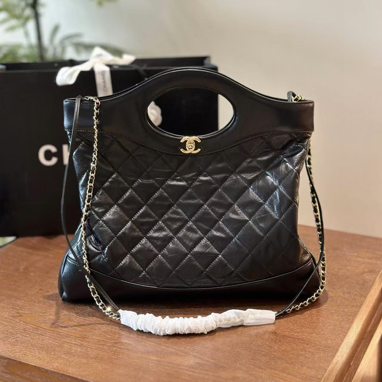 CHANE1 牛革チェーンショッピングバッグ【50％割引+送料無料】