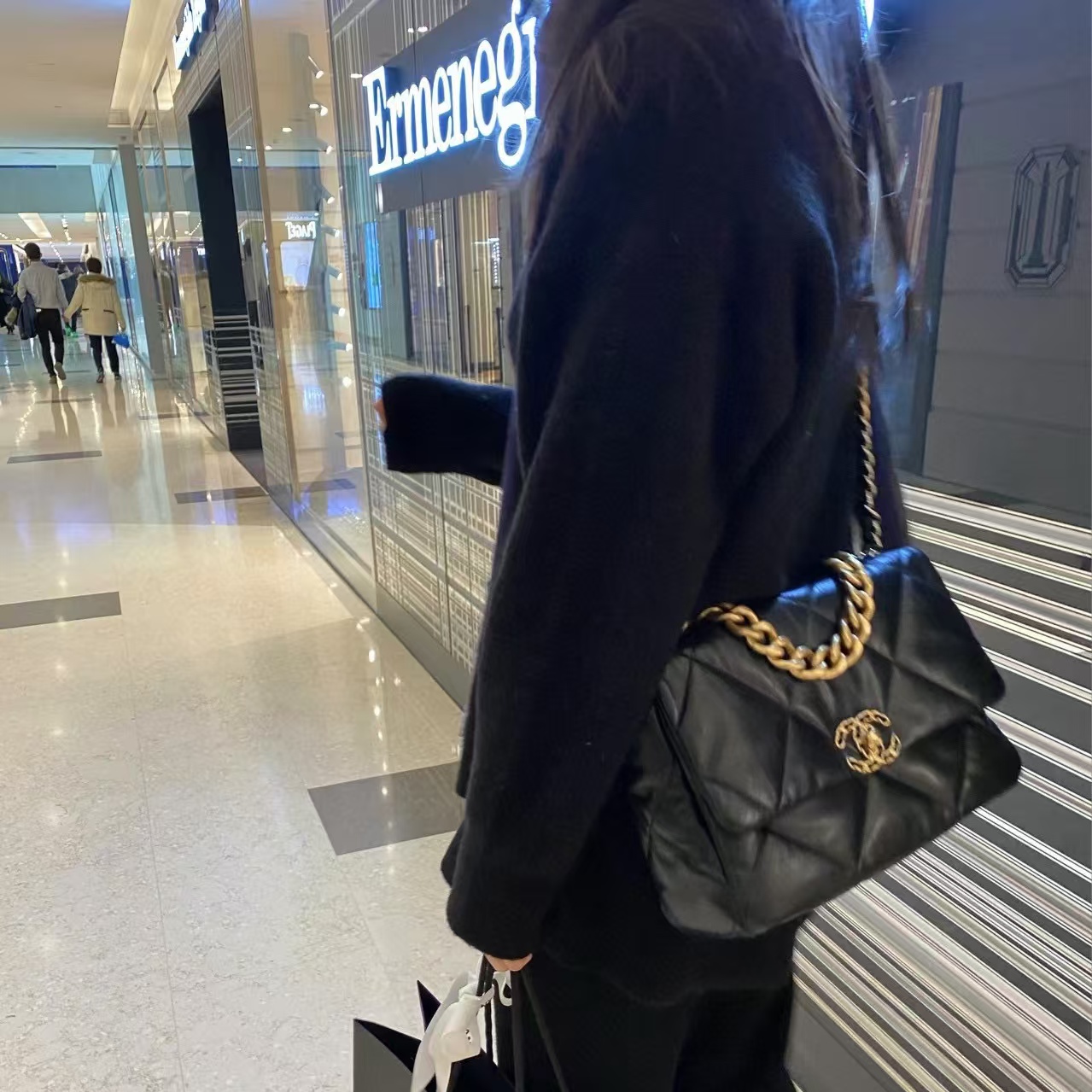 CHANE1 シープスキン ダブル C ロゴ チェーン ショルダー クロスボディバッグ【50％割引+送料無料】