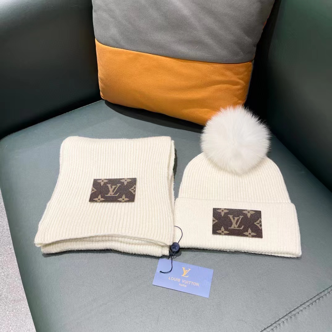 LV ウール帽子+スカーフ2点セット【50％割引+送料無料】