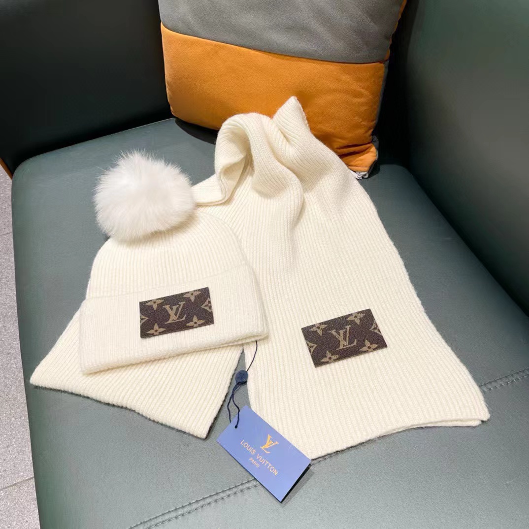 LV ウール帽子+スカーフ2点セット【50％割引+送料無料】