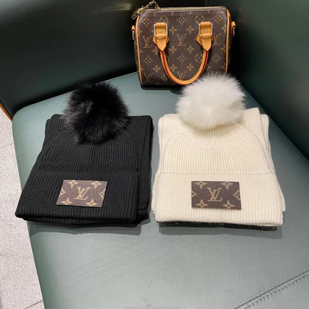 LV ウール帽子+スカーフ2点セット【50％割引+送料無料】