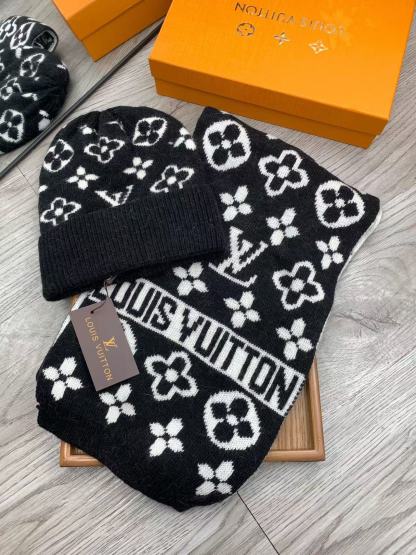 LVプリントウールハット+スカーフ2点セット【50％割引+送料無料】