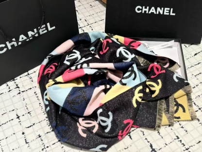 CHANE1 カラフル ダブル C カシミヤ スカーフ【50％割引+送料無料】
