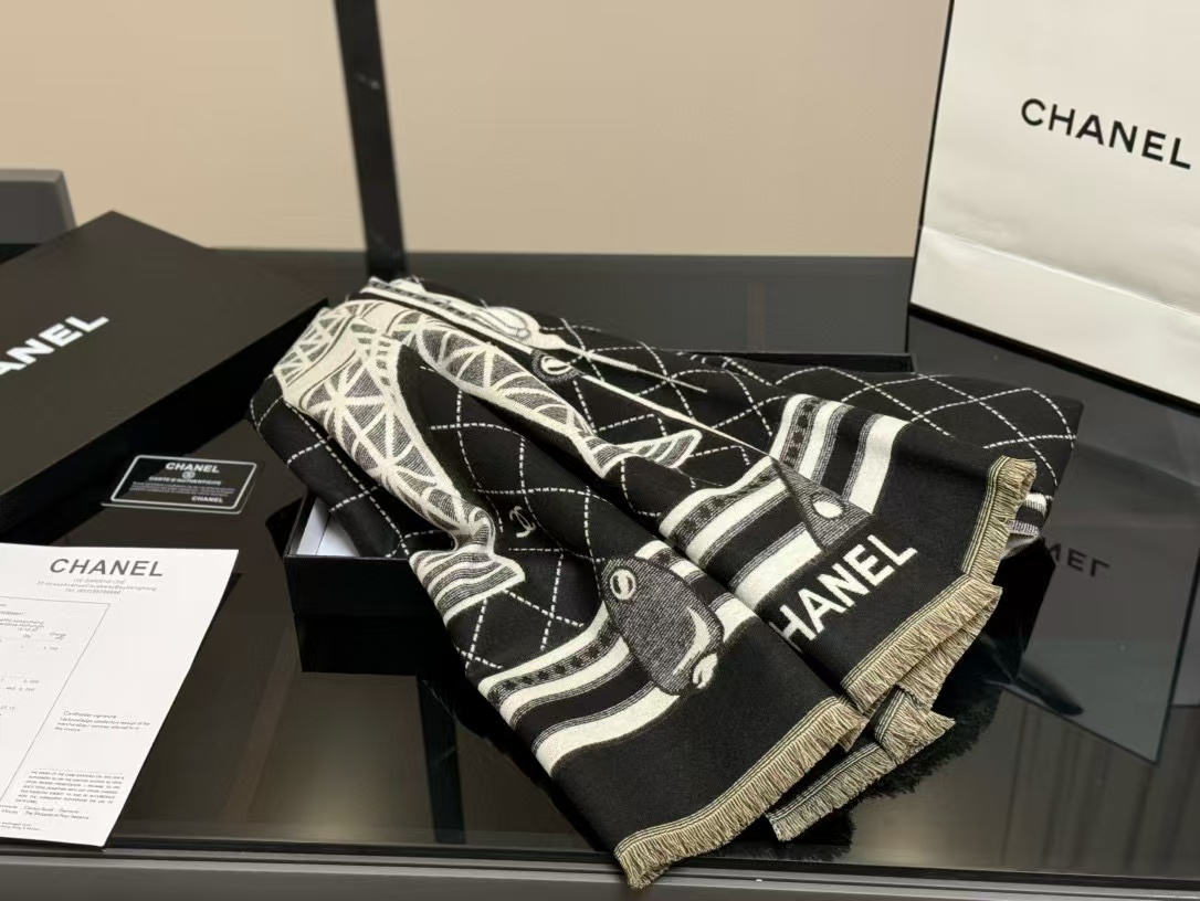 CHANE1 エッフェル塔 カシミア スカーフ【50％割引+送料無料】