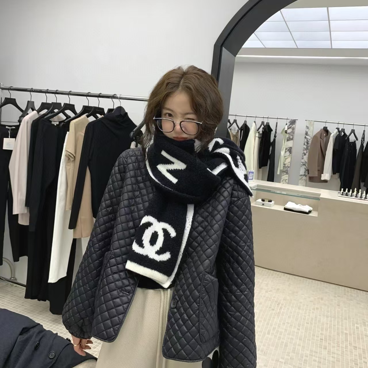 CHANE1レターカシミアスカーフ【50％割引+送料無料】