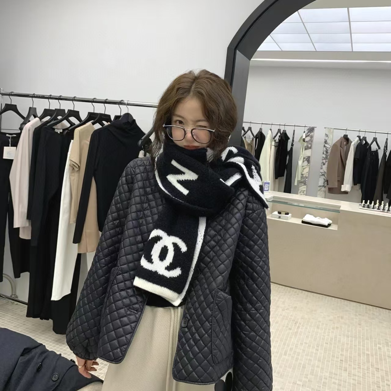CHANE1レターカシミアスカーフ【50％割引+送料無料】
